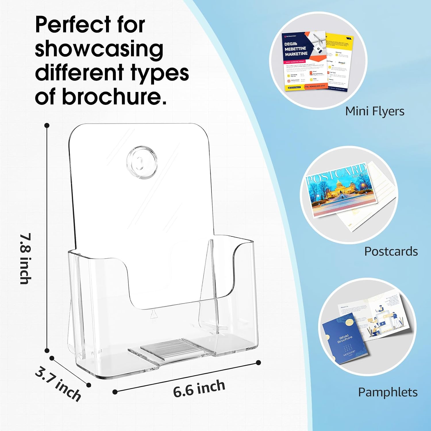 MaxGear 2 Pack Acrylic Brochure Holder 6 x 8 Inches Plastic Magazine Holder, 8 Pocket Acrylic Business Card Holder for Desk Multiple