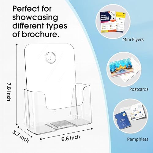 Miniatura 4 de MaxGear Paquete de 2 soportes acrílicos para folletos de 6 x 8 pulgadas, portatarjetas de plástico de 8 bolsillos acrílicos para escritorio múltiple