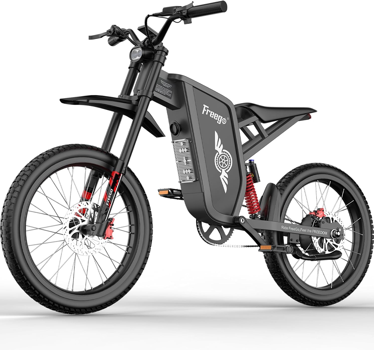 Freego X1 Electric Bike for Teens/Adults - Max Speed 37Mph/3000W Peak Motor, 60V25Ah Battery, 40 Miles Range,17X1.6'' Tire, 31.5'' Seat Height,4 Piston Hydraulic Brakes 203mm Disc Rotor& Suspension