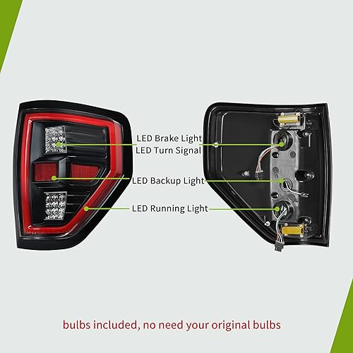 Miniatura 2 de AUTOSAVER88 Luces traseras LED compatibles con Ford F150 F-150 2009-2014 (no compatible con Flareside), sustituye la luz trasera, la lámpara de