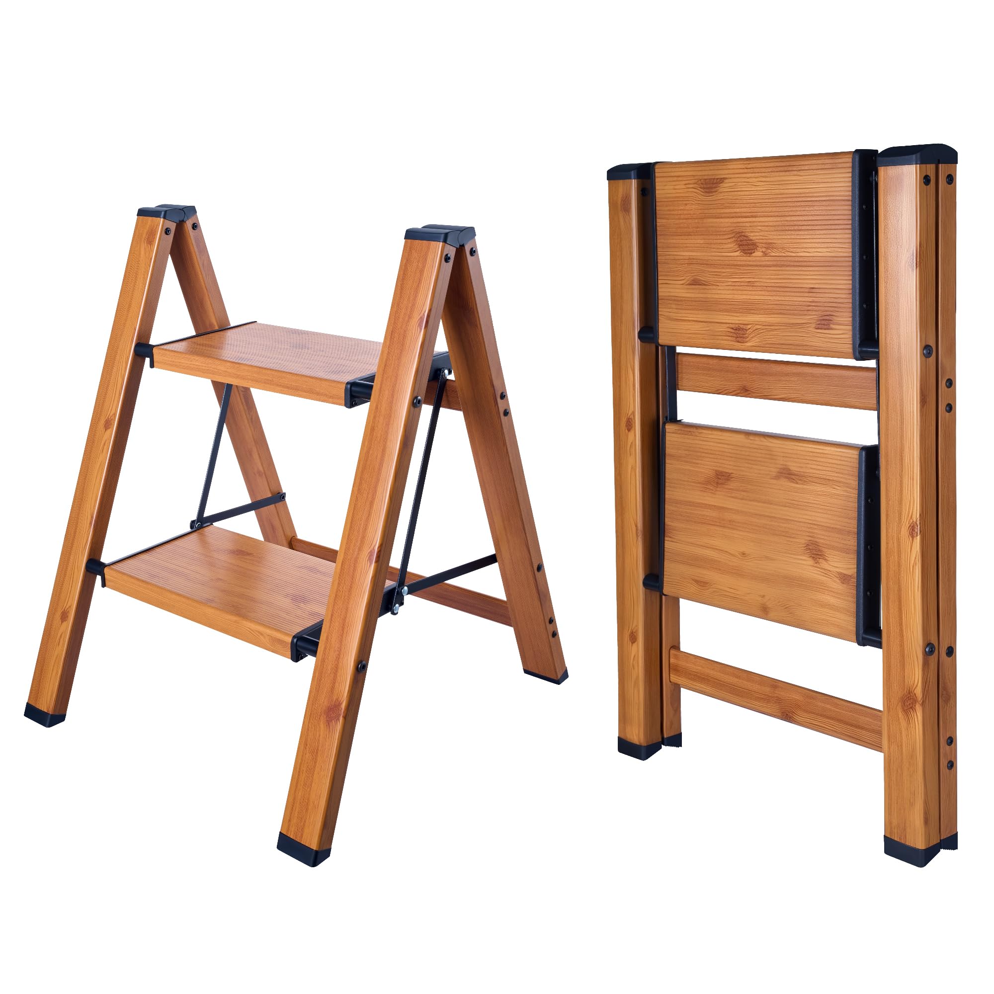 BIBKOKE Step Ladder Foldable Small Kitchen Step Stool Closet Aluminum — image 1