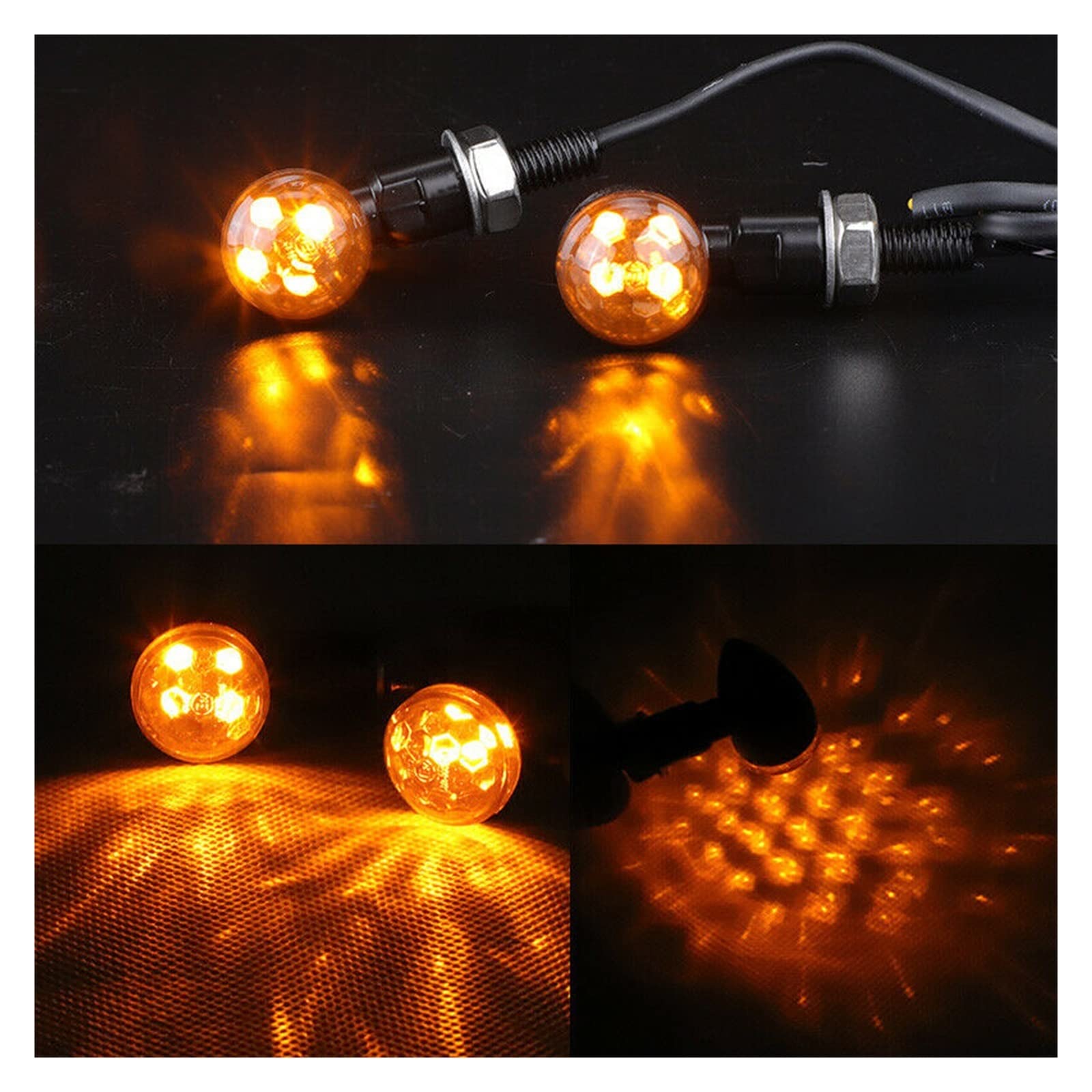 Clignotant Clignotants 2 Pièces LED Moto Clignotant Indicateur Ambre Clignotant Lumière Balle Lampe Voiture Accessoires
