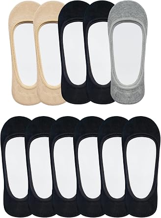 SIXDAYSOX No Show Socks Women for Flats 11 Pairs Non Slip Invisible Ultra Low Cut Socks Shoe Size 5-8
