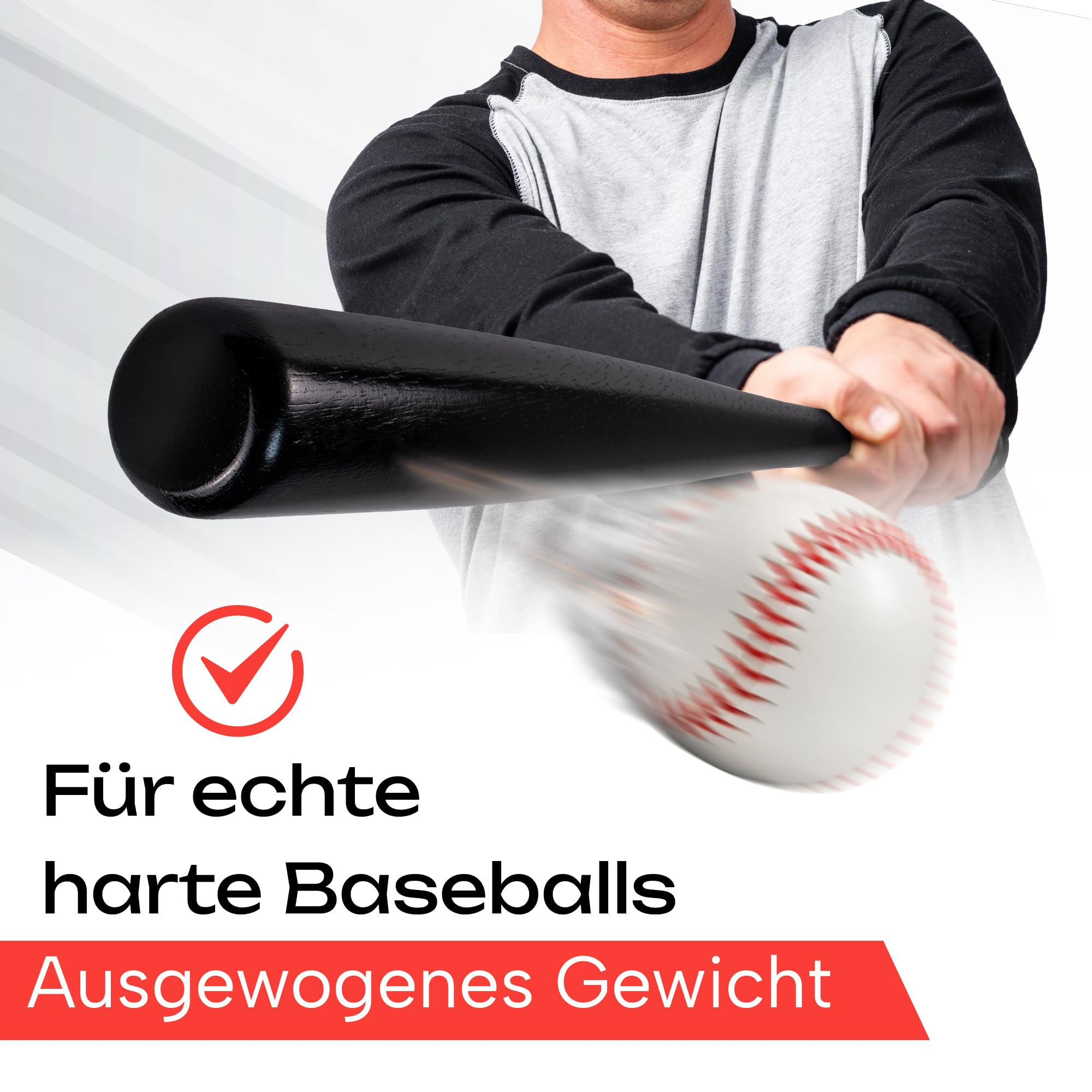 Redfield Baseballschläger – umweltfreundliches Massivholz – 76 cm (76 cm) – 2 Farben zur Auswahl – Schwarz oder Naturholz