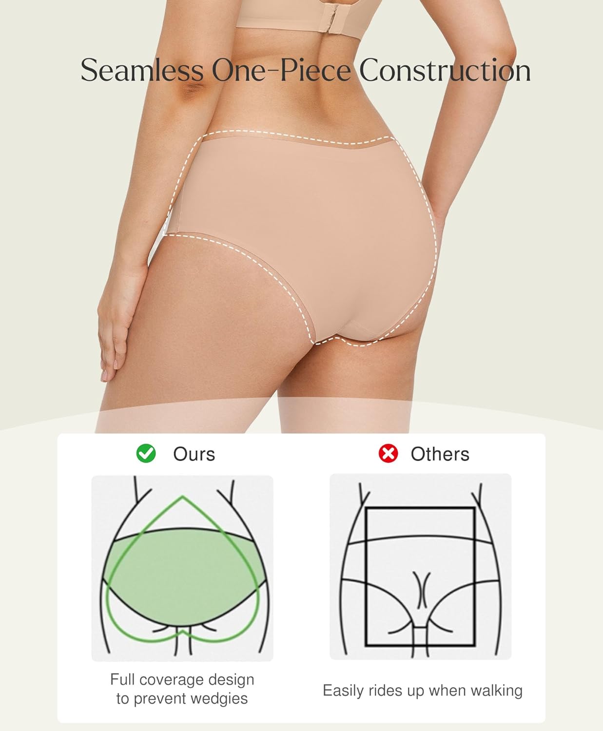 Popilush No Show Underwear for Women - Seamless Bikini Underwear Low Rise Breathable Hipster Panties Invisible Briefs 3 Pack - Image 4