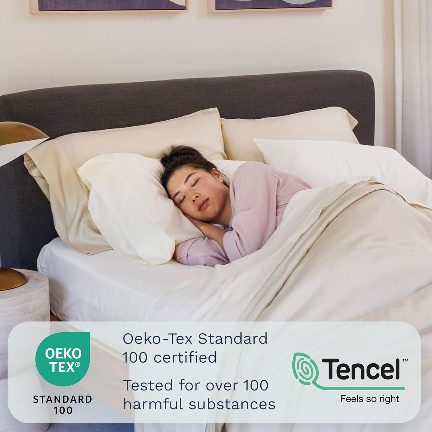 Olive + Crate Tencel Eucalyptus Pillowcases - 100% Tencel Lyocell Cooling Pillow Cases for Hot Sleepers - Hypoallergenic, Moisture-Wicking, Silk Alternative, Vegan - Queen Size Set of 2 [White Snow]