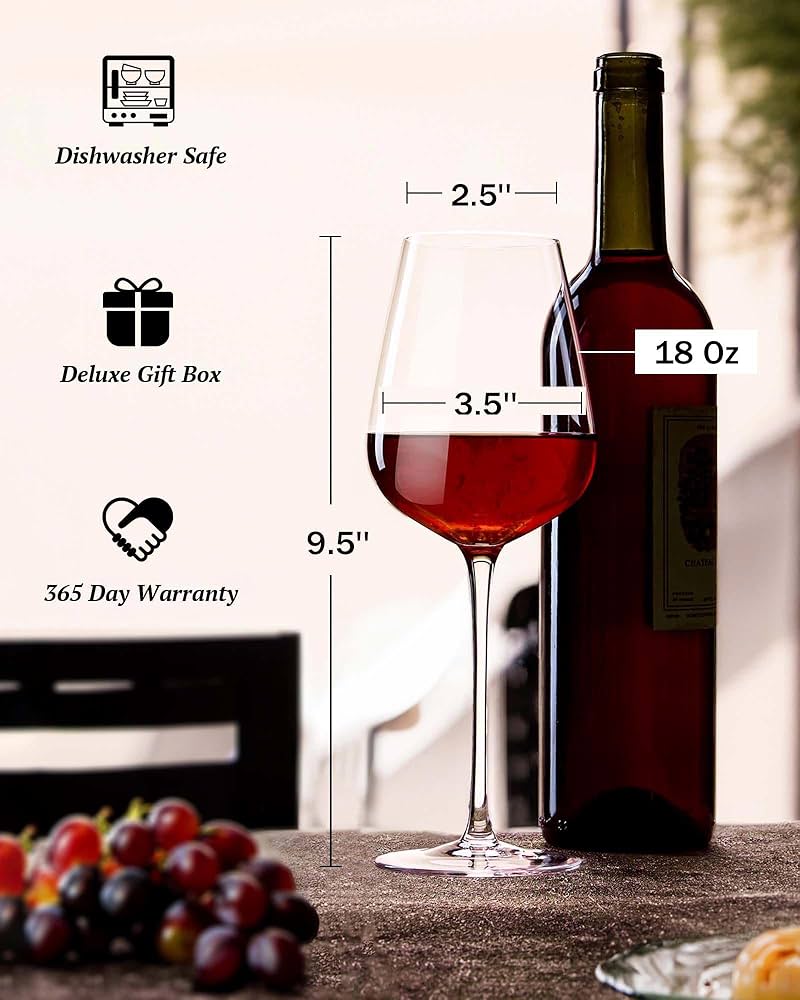 Amazon.com | JBHO Hand Blown Bordeaux Wine Glasses - Set of