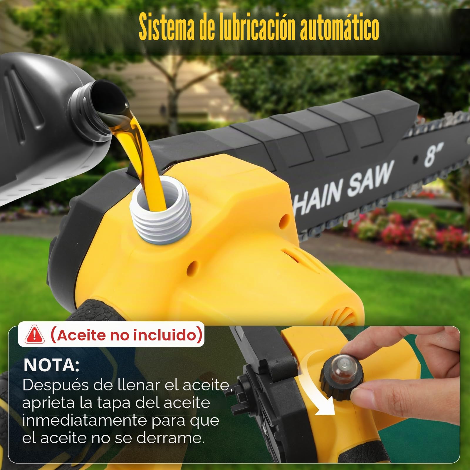 Mini Motosierra de 6 y 8 pulgadas Compatible con Dewalt 18 V, 20 V batería, sin escobillas, Motosierra eléctrica con 4 cadenas, lubricación automática, sierra de árbol de mano, sierra de podar