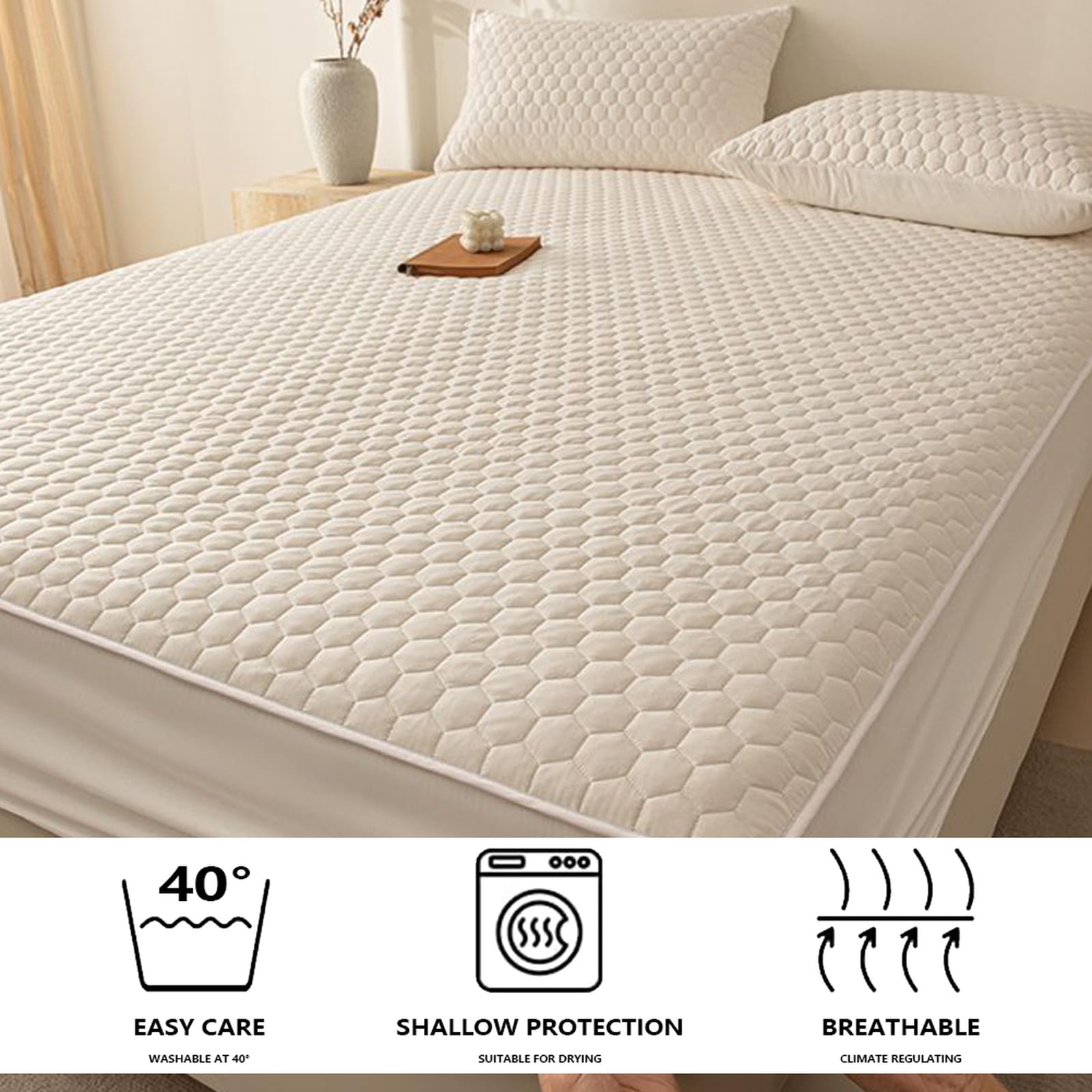 Sábana bajera impermeable de 120 x 200 cm + funda de almohada suave, silenciosa, lavable, transpirable, funda protectora de colchón de 30 cm de profundidad para máxima comodidad