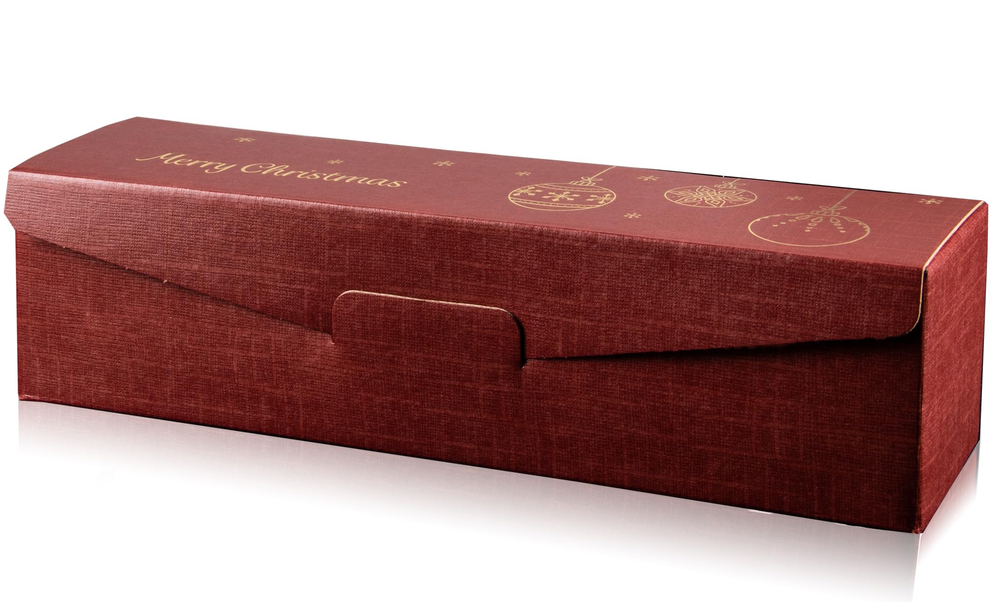 10x Wein Flaschen Geschenkkarton Weihnachten 1 Flasche - Rot & Gold, hochwertige Webstruktur