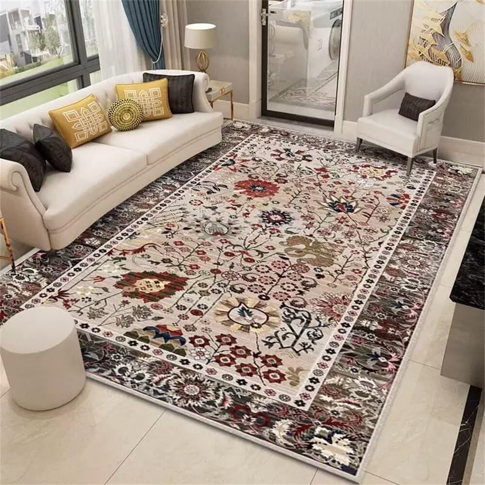 Tapis chambre bébé confortable et lavable grand tapis floral rétro 180x230CM