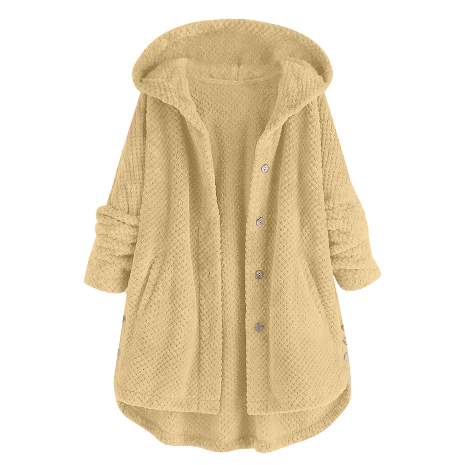 Sweat à capuche en peluche pour femme - Manches longues - Pull à capuche - Manteau d'hiver long - Manteau d'hiver pour femme - Cardigan à capuche en polaire douce - Veste d'hiver épaisse et