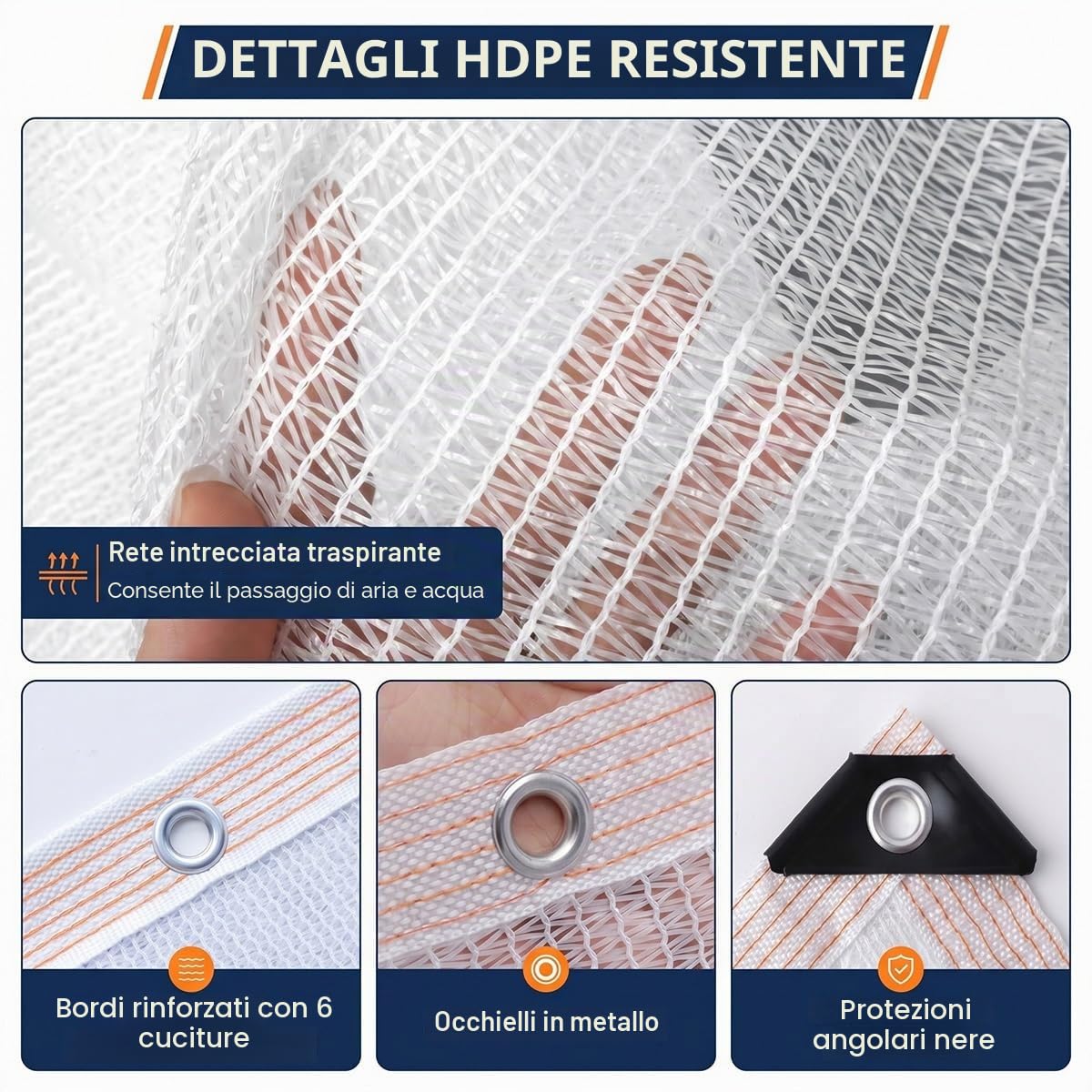 50% Rete Ombreggiante Telo Esterno Con Occhielli, Rete Antigrandine | Rete Antigrandine FrangivistaBalcone Resistente Ai Raggi UV, Vela Ombreggiante, per l'uso quotidiano.(4x5m)