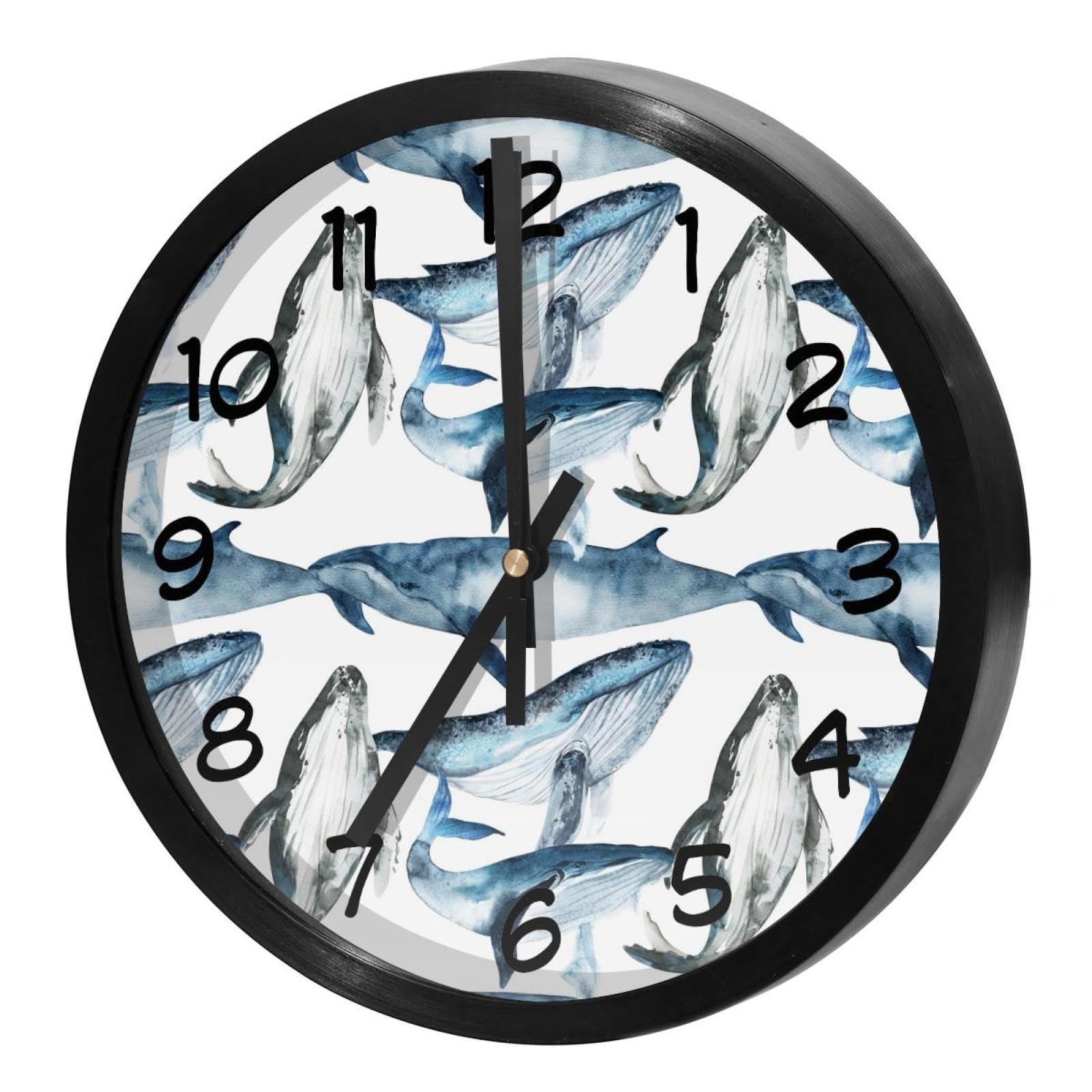 Horloge murale silencieuse baleine à quartz pour cuisine et maison