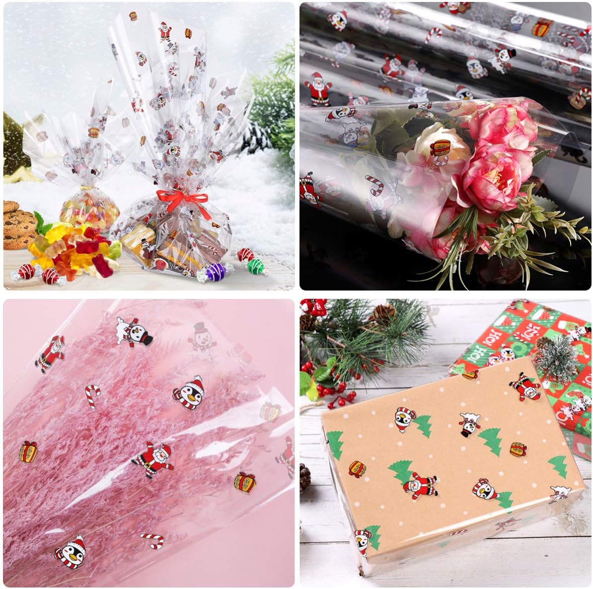 STOBOK Christmas Cellophane Wrap Roll | 100 Ft. Long X 15.7 in. Wide | 2.5 Mil Thick Clear Cellophane Wrap Roll for Gifts, Baskets, Arts & Crafts, Treats, Cellophane Wrapping : Health & Household