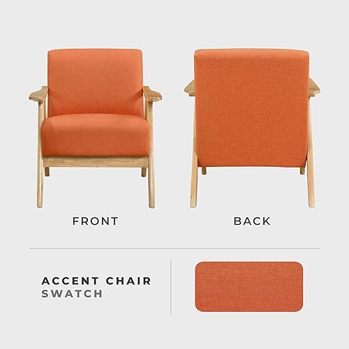 Miniatura 60 de Lexicon Silla decorativa moderna de mediados de siglo con marco de madera maciza en acabado de nogal, sillón tapizado para sala de estar, cojín de