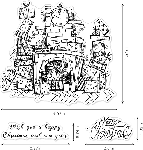 Miniatura 7 de Sellos transparentes de Feliz Año Nuevo, diseño de copos de nieve de cinco gatos, estrellas, sentimientos, palabras, sellos de goma transparente