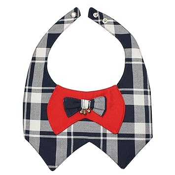 Emily Pet Bandana Collar Fashion Classic Plaid Bow Tie Dog Collar for Medium Adjustable Dog Collar and Bandana for Large Dog Bandana Collar for Small Dogs (L, Blue)