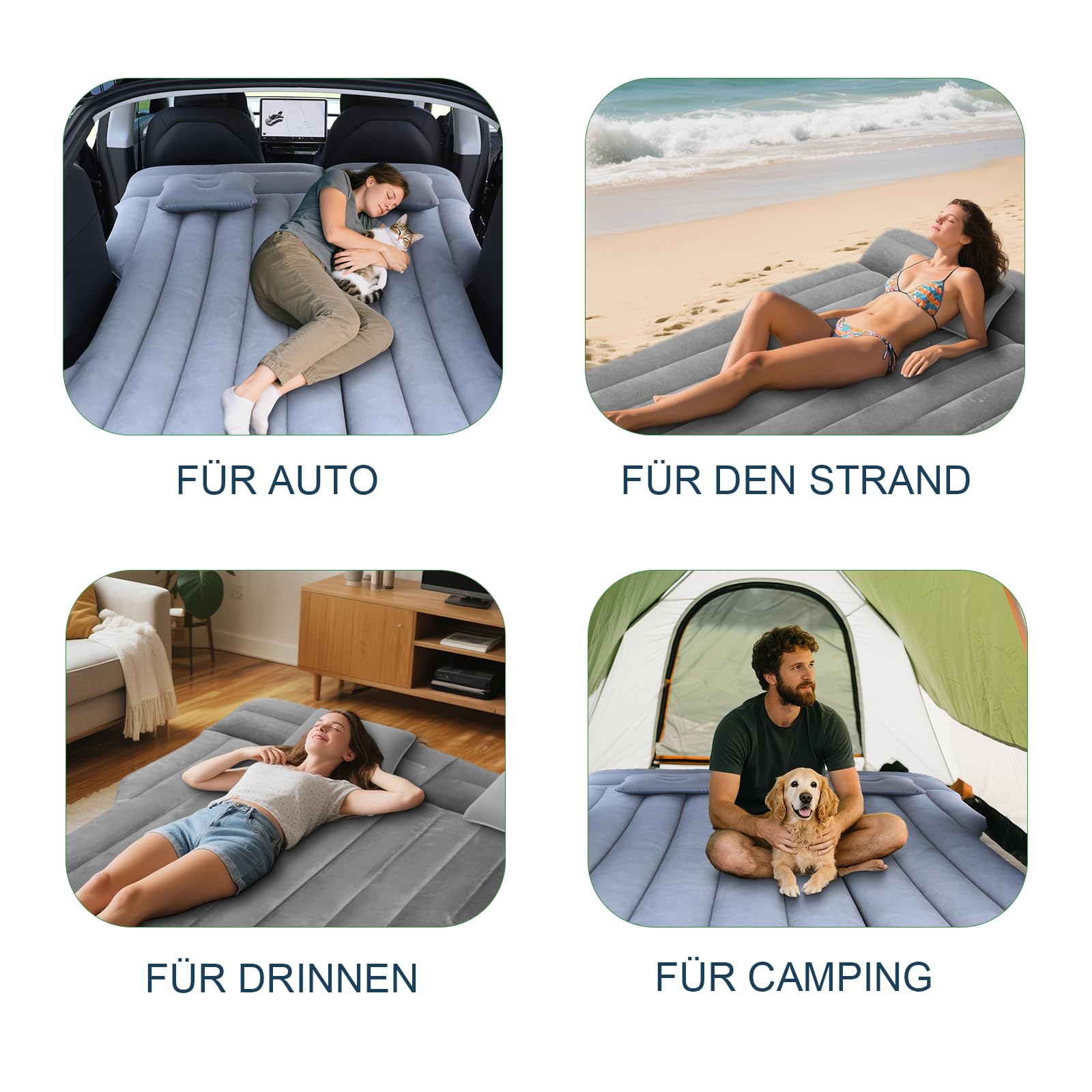 Matelas Gonflable de Voiture, Matelas Voiture pour Tesla Model Y SUV, avec Oreiller et Pompe, Camping Lit Gonflable pour Picnic Voyage Camping Gris