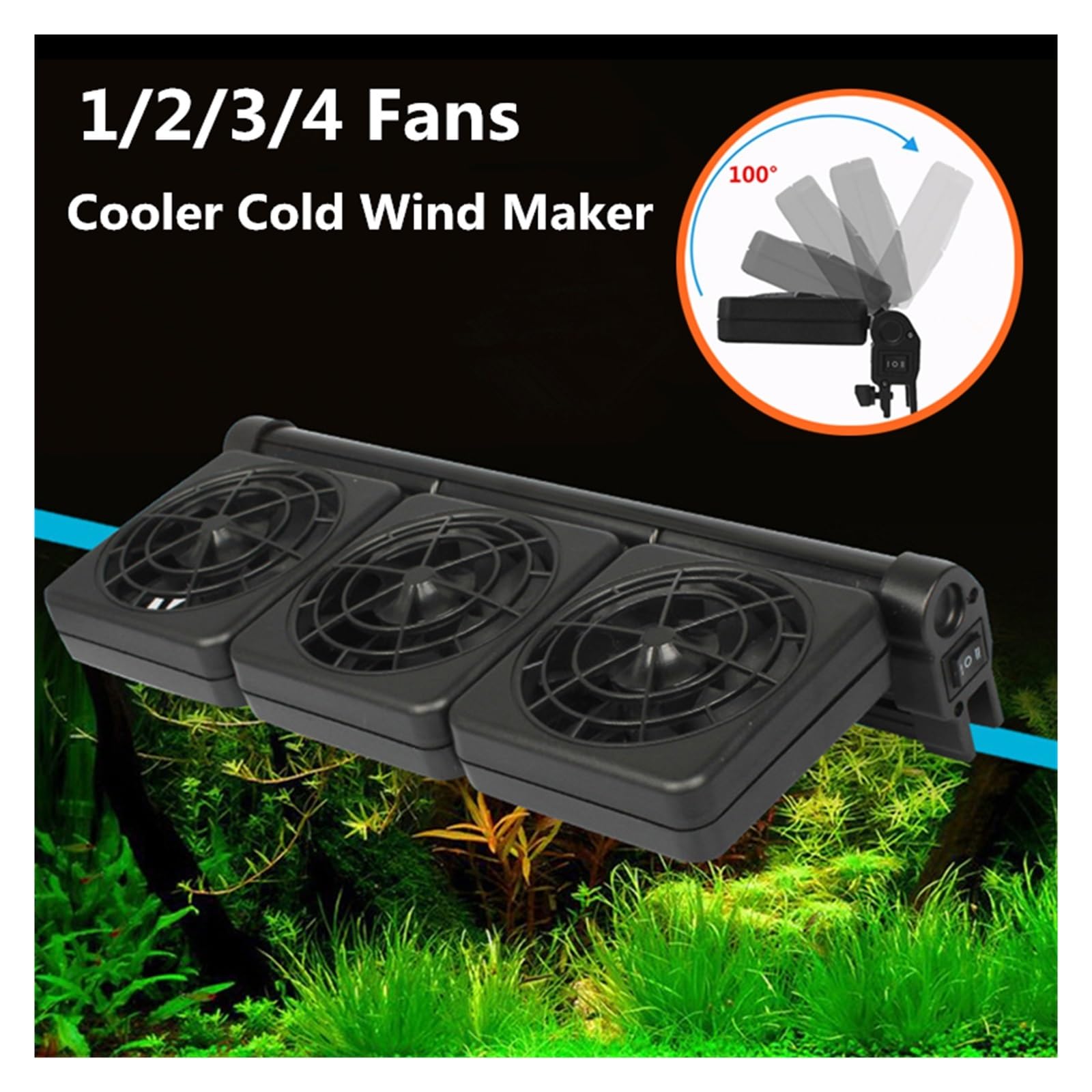 1/2/3/4 Ventiladores potentes, Enfriador de Acuario, Ventilador de refrigeración por Viento Ajustable, Enfriador de Agua for Acuario, Fabricante de Viento frío for pecera(4 Fan)