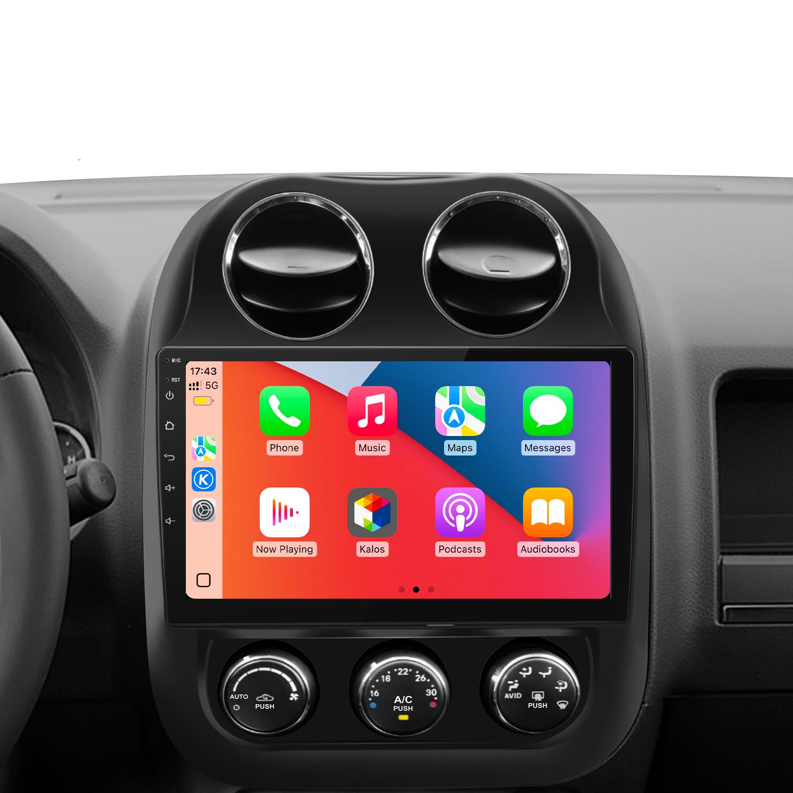 Car Radio for Jeep Compass Patriot 2010-2016, 10.1 inch Touch Screen Android 13 2G RAM 64G ROM Carplay/Android Auto/Mirror Link/SWC/Bluetooth/WiFi AHD Backup Camera 2+64G