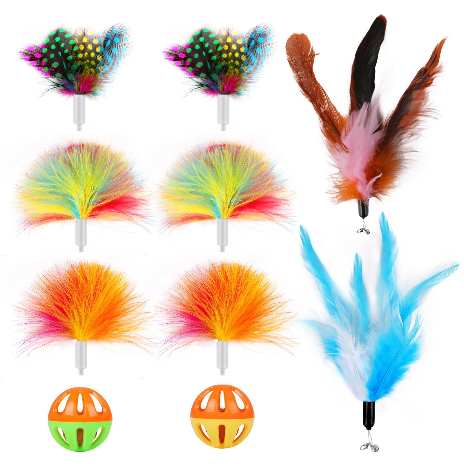 Pawtners Paquete de 10 repuestos de plumas de emboscada inferior para 3 en 1, juguete interactivo automático para gatos de interior, juguetes interactivos recargables para gatitos