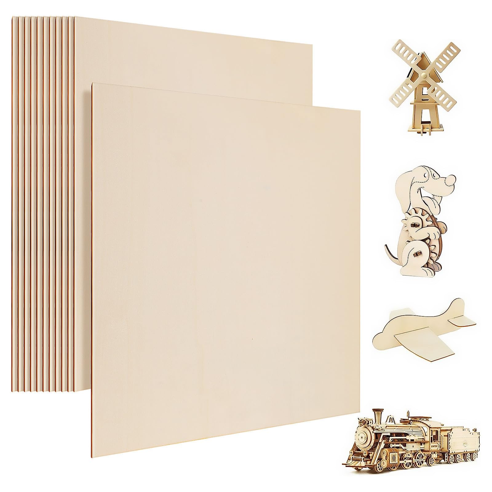 ARTIBETTER 12 Piezas Cuadrados de Madera en Blanco de Estilo Rústico para Bricolaje, Fáciles de Tallar, Ideales para Crear Muebles y Decoraciones Artesanales