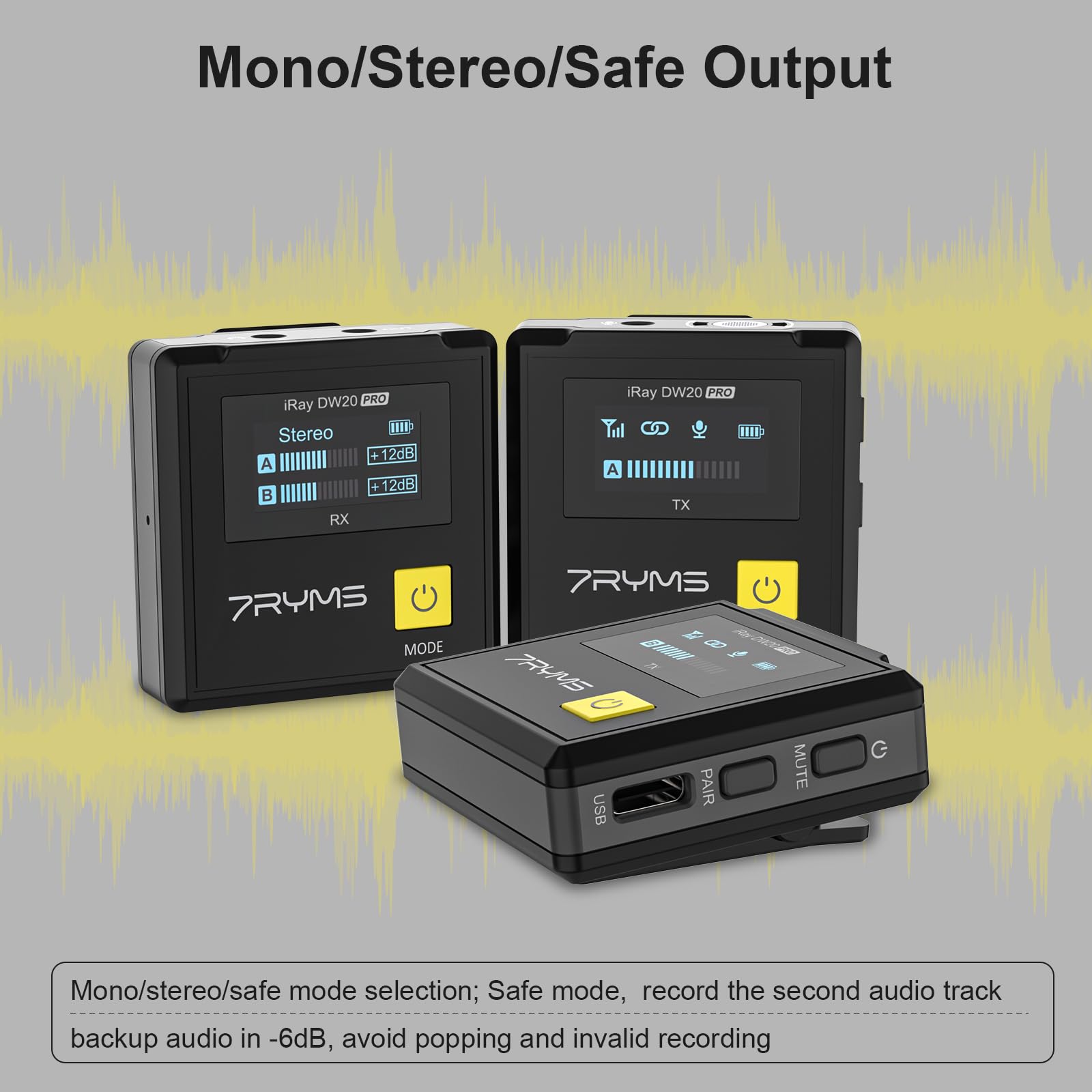 Amazon.com: 7RYMS Wireless Lavalier Microphone System - iRAY DW20