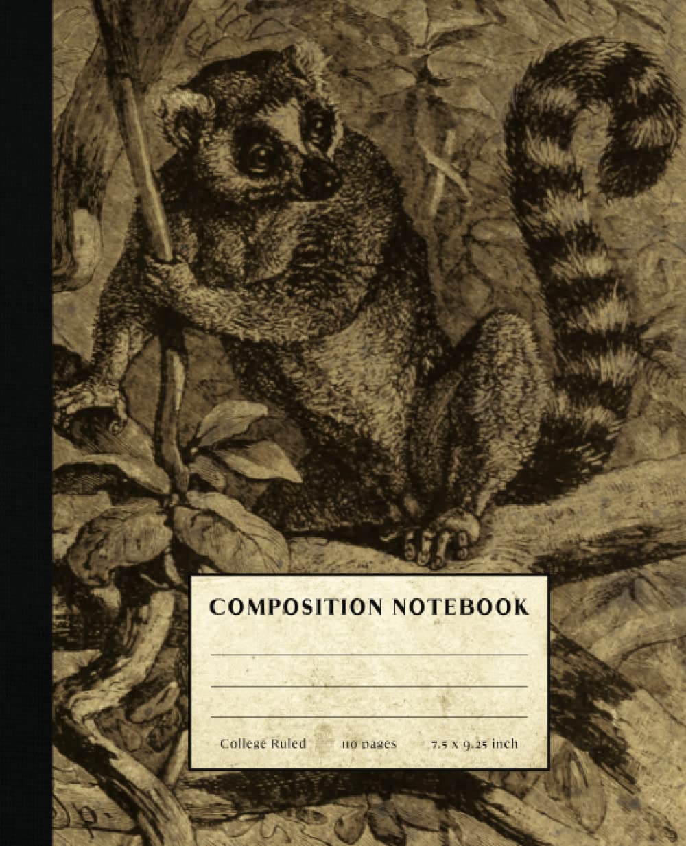 Lemur Composition Notebook: Vintage Style College Ruled Paper Notebook for Home School College or Work. Gift for Students & Teachers. Wild Ring-Tailed
