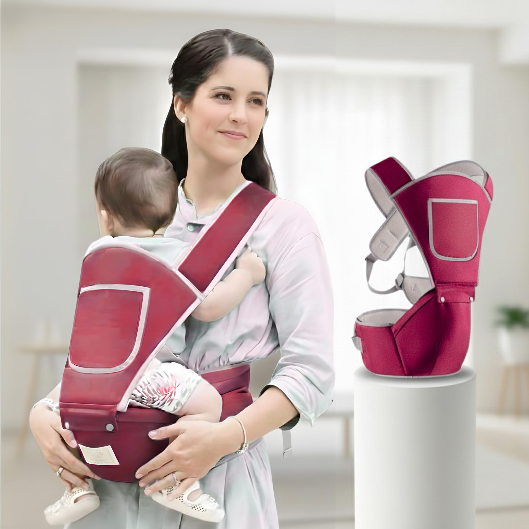 OBABY 4-in-1 Baby Carrier with Hip Seat | Ergonomic Infant to Toddler Carrier for 0-36 Months | Adjustable Sling for Newborn | Front & Back Carry Baby Holder with Lumbar Support-image-43