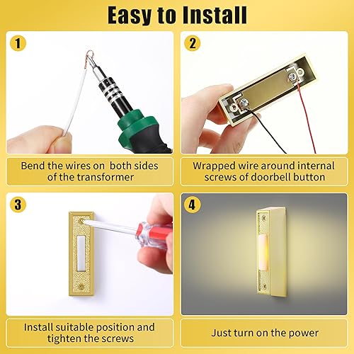 Miniatura 7 de Saillong Botón de timbre iluminado, timbre de puerta con cable, timbre de puerta LED, interruptor de timbre montado en la pared, botón de timbre de