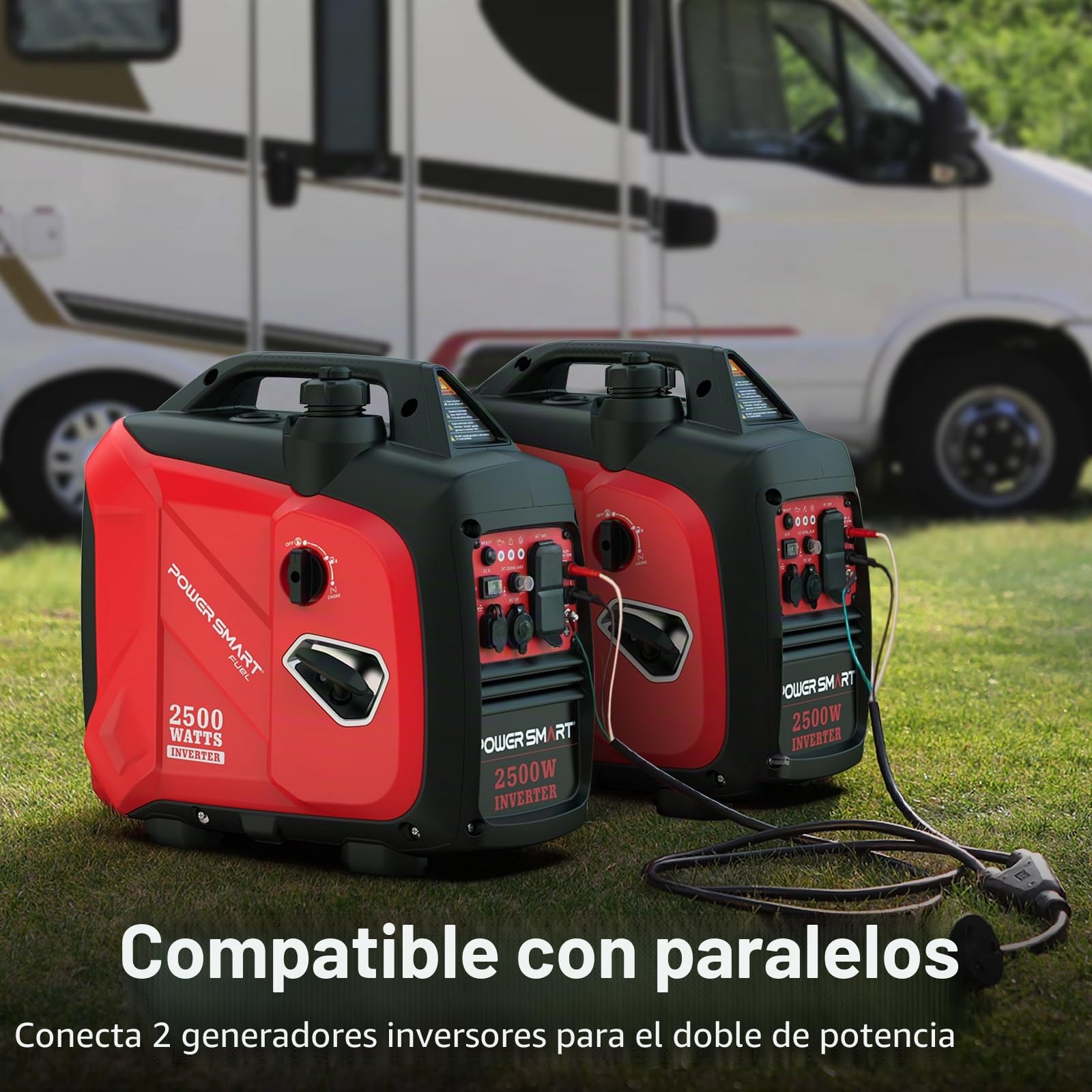 PowerSmart Generador portátil de 2500 W alimentado por gas, generador inversor súper silencioso para acampar al aire libre, RV, cumple con CARB