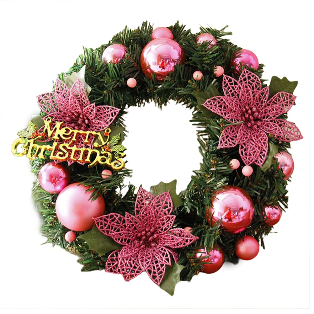 Couronne de bienvenue 30cm Garland Boule de Noël élégante Couronnes porte avant guirlande de Noël rouge Parti Hanging Garland ronde Hanging Garland, 6 couleurs Couronne d'eucalyptus artificielle ( Col