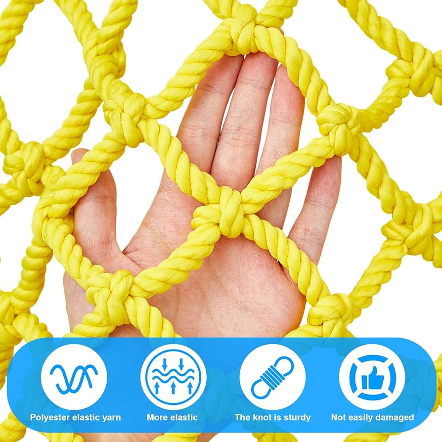 Double Layers Safety Net For Kids Playground Play, Outdoor Climbing Game Protection Net, Cargo Net, Heavy Duty Fence Netting For Balcony Stairway, For Tree (Size:9.8x9.8FT(3x3M),Color:Multicolor