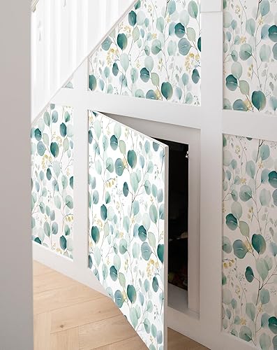 Miniatura 5 de Sevalo Papel tapiz de hojas para despegar y pegar, papel de contacto bohemio para gabinetes, papel tapiz floral de flores, hojas verdes, papel tapiz