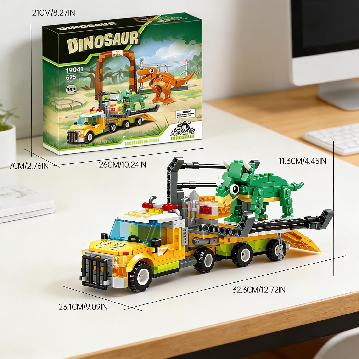 Dinosaur World Building Sets 625 Pcs Transport Truck & Park Gate Kit with T-Rex & Triceratops Figures Dino Breakout Scene Construction Set for Adults (Compatible with Major Brands)