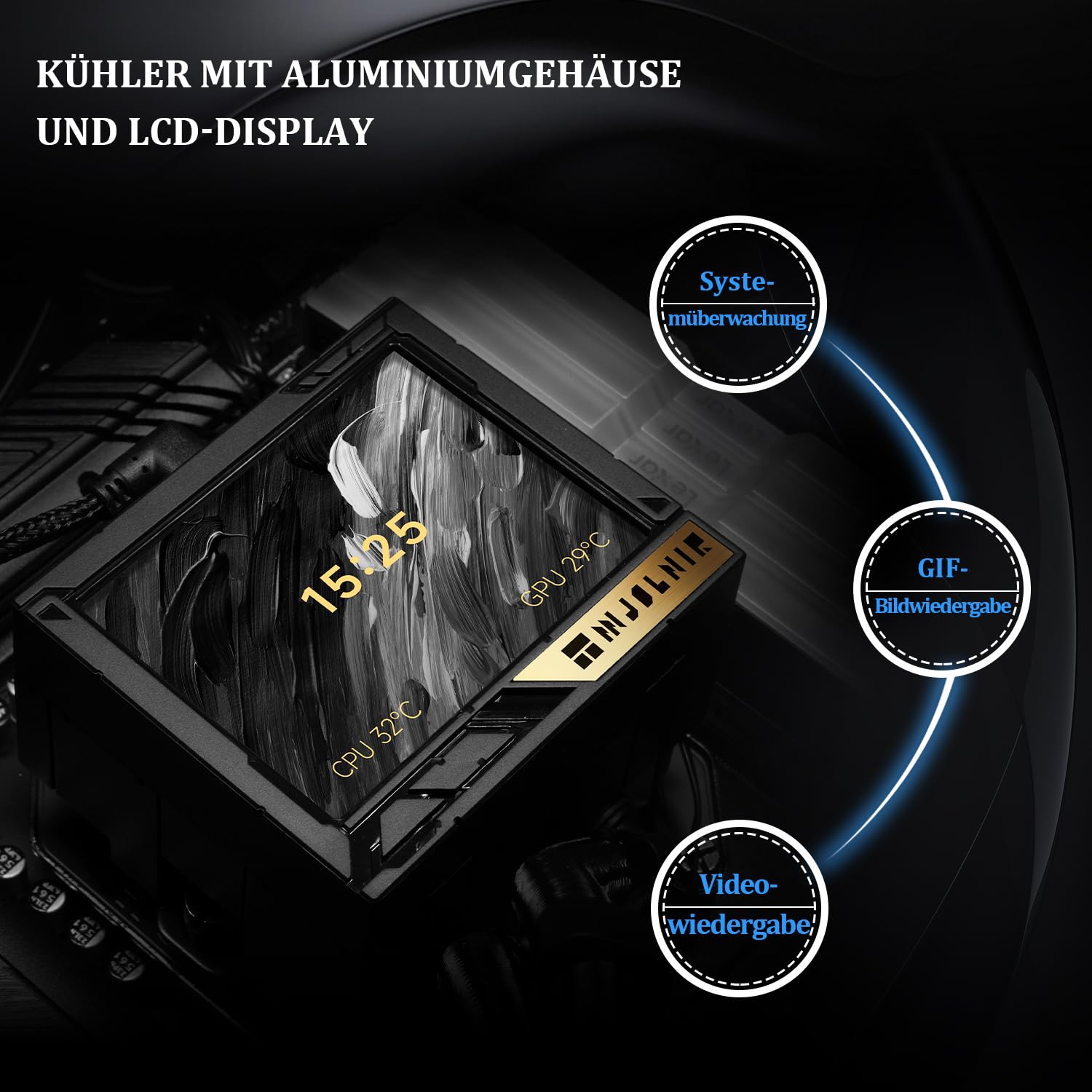 Thermalright Mjolnir Vision 360 UB PRO ARGB czarna chłodnica CPU-Aio, specyfikacja 360, system chłodzenia wody z wentylatorem liniowym, ekran LCD 3,5" o rozdzielczości 640 x 480 do AM4/AM5; Intel