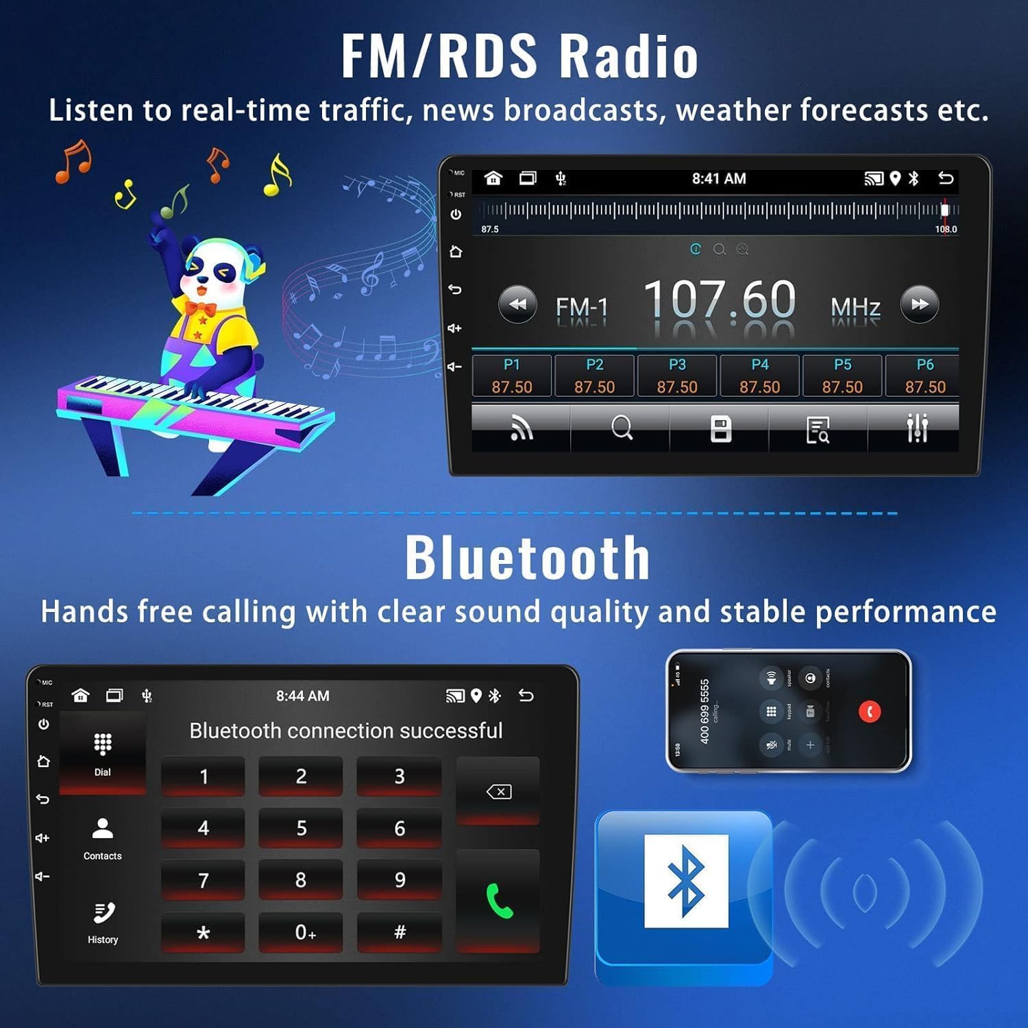 【4+64G】 Car Radio for Honda Civic 2016 2017 2018 2019 2020 2021 with Wireless Carplay Android Auto Bluetooth FM WiFi