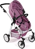 Bayer Chic 2000 - Nele Doll's Pram, 2-in-1 Combination Doll Pram for Children from 3 to 8 Years, Doll Pram with Convertible Baby Carrycot for Dolls up to 50 cm Size, Jeans Pink - 6