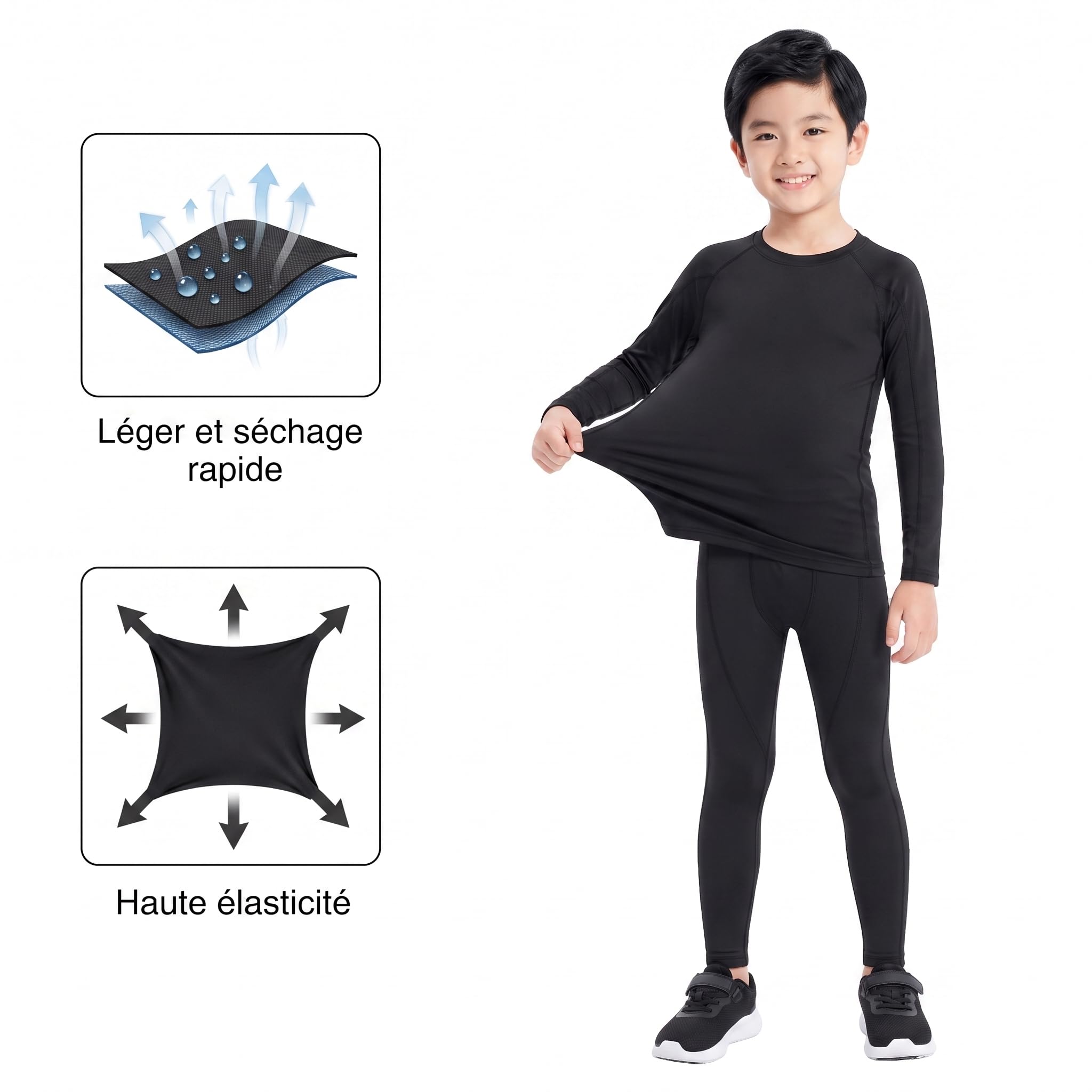 Dziecięca bielizna kompresyjna, zestaw sportowy, bielizna funkcyjna