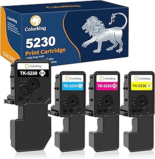 ColorKing TK5230 TK5220 Toner Compatible for Kyocera Ecosys M5521cdw Toner Replacement for Kyocera Ecosys M5521cdn M5521cdw P5021cdn P5021cdw 2600 & 2200 Pages (Black Cyan Magenta Yellow, 4-Pack)