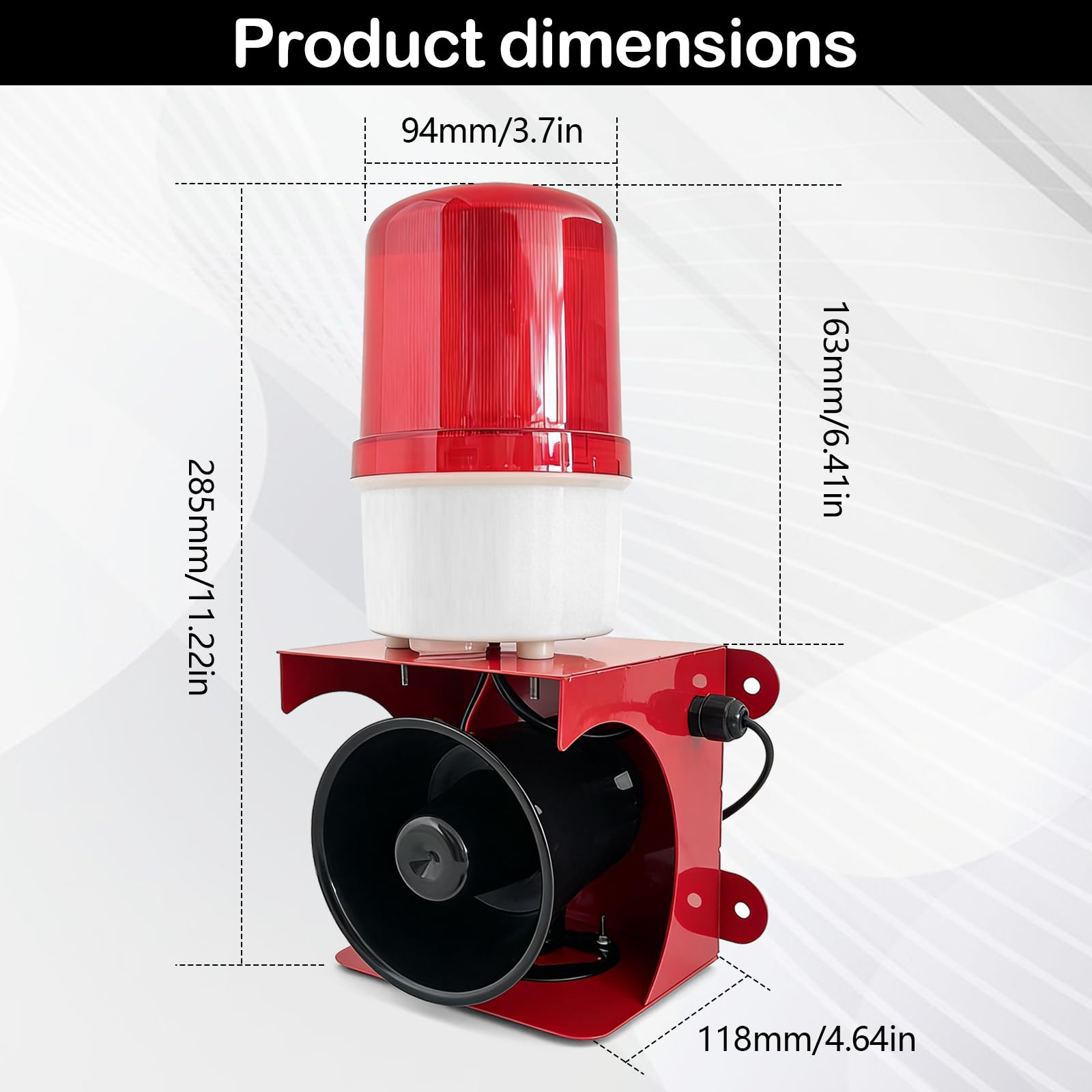 Sirena Alarma Industrial 120 dB Luz Estroboscópica IP65 Lámpara LED 220 V