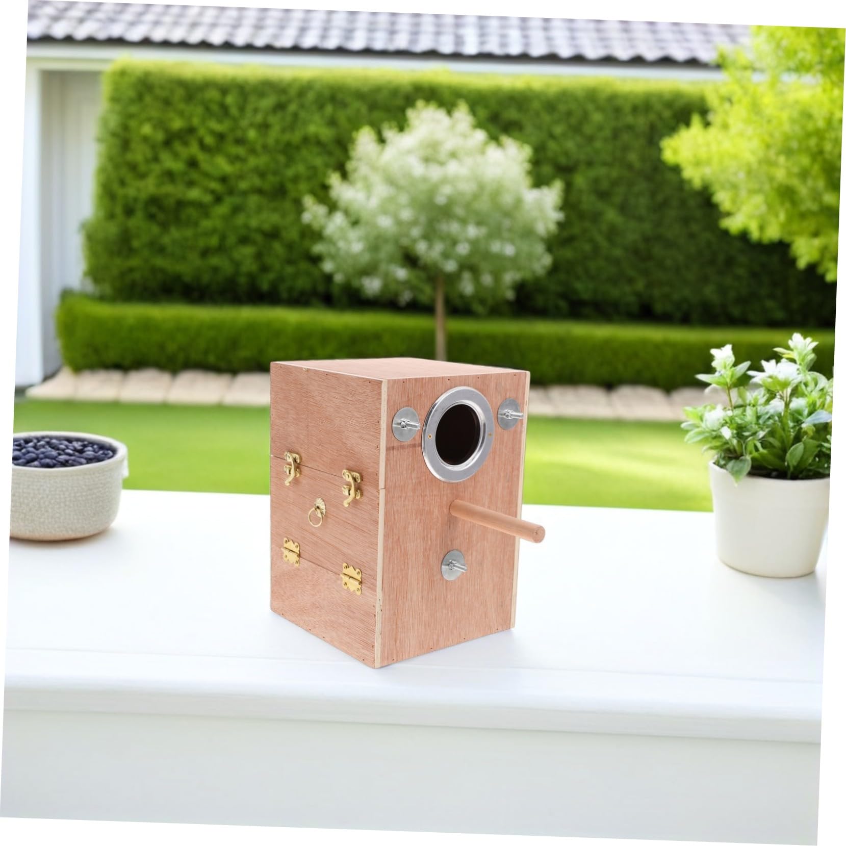 Nido De Cría De Caja De Cría para Casa para Pájaros con Soporte para Percha Madera Caja Nido para Periquitos