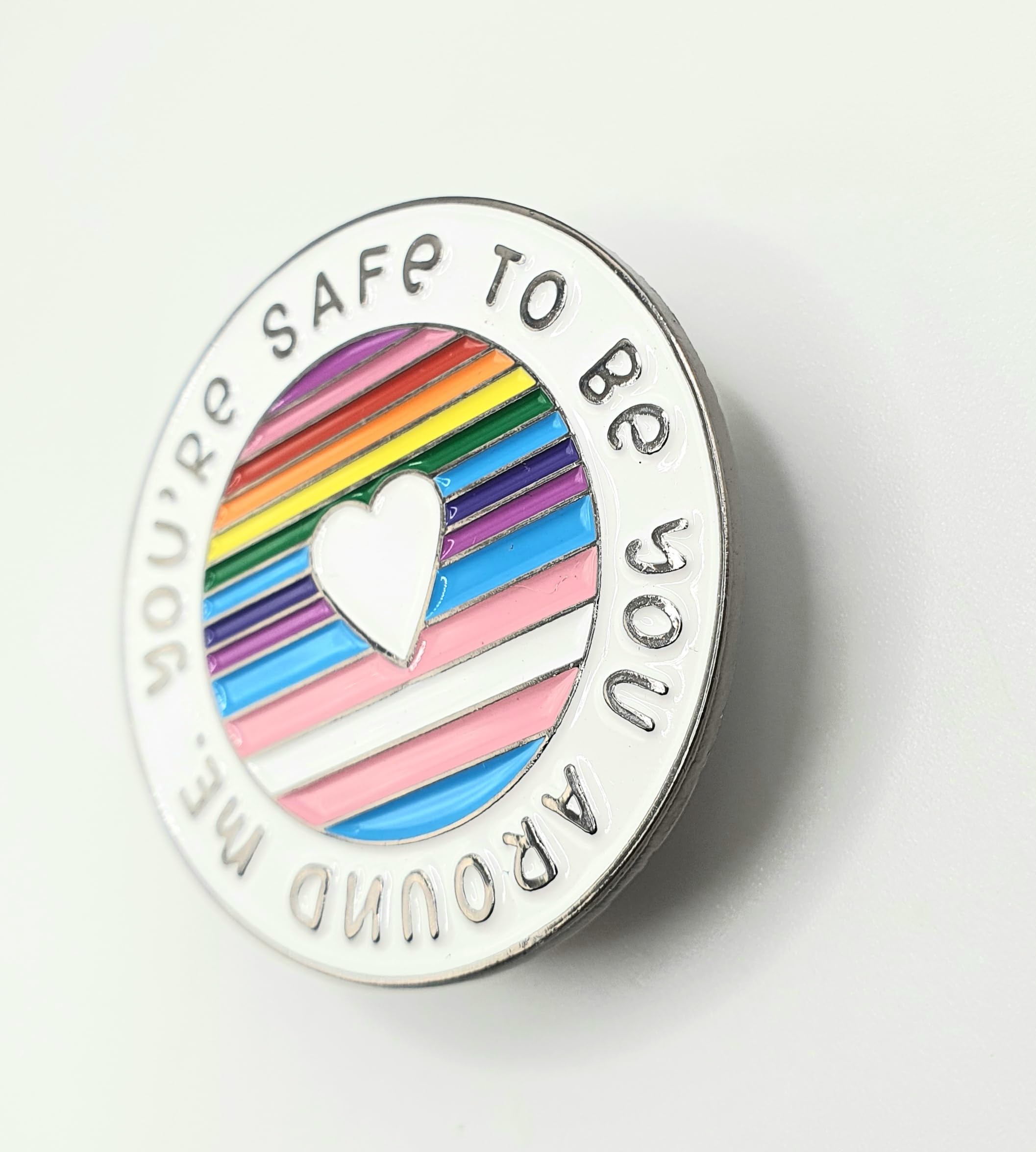 You're Safe To Be You Around Me LGBT Gay Bi Lesbian Trans Gender Inclusiveness Awareness and Understanding Ally Metal Enamel Pin Badge