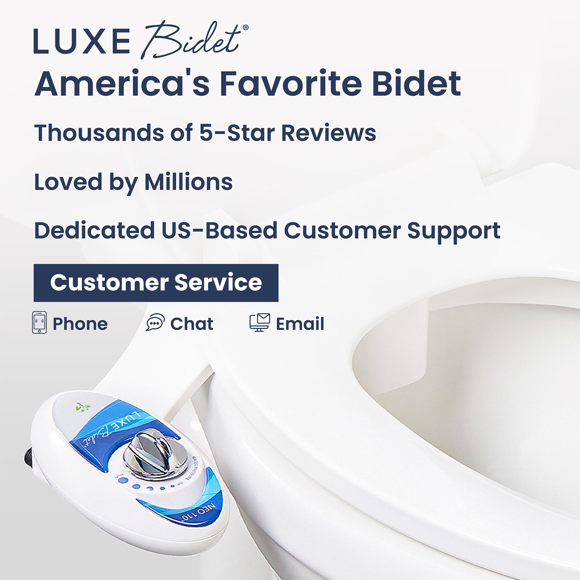 LUXE Bidet NEO 110 - Fresh Water Non-Electric Bidet Attachment for Toilet Seat, Adjustable Water Pressure, Rear Wash (Blue)