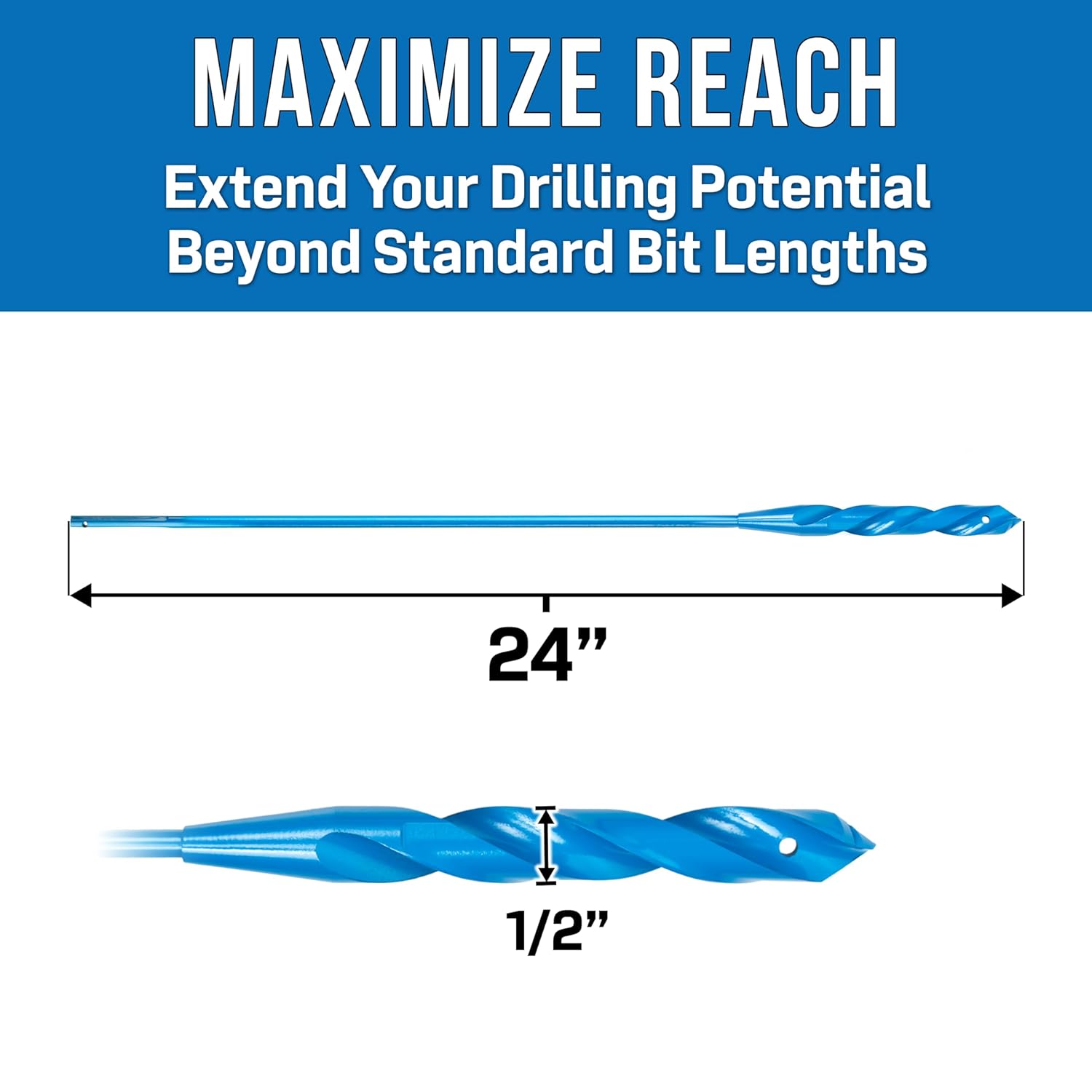 Jonard Tools DBF-1224 High Speed Steel Flex Bellhanger Drill Bit for Metal & Wood, 1/2" x 24"