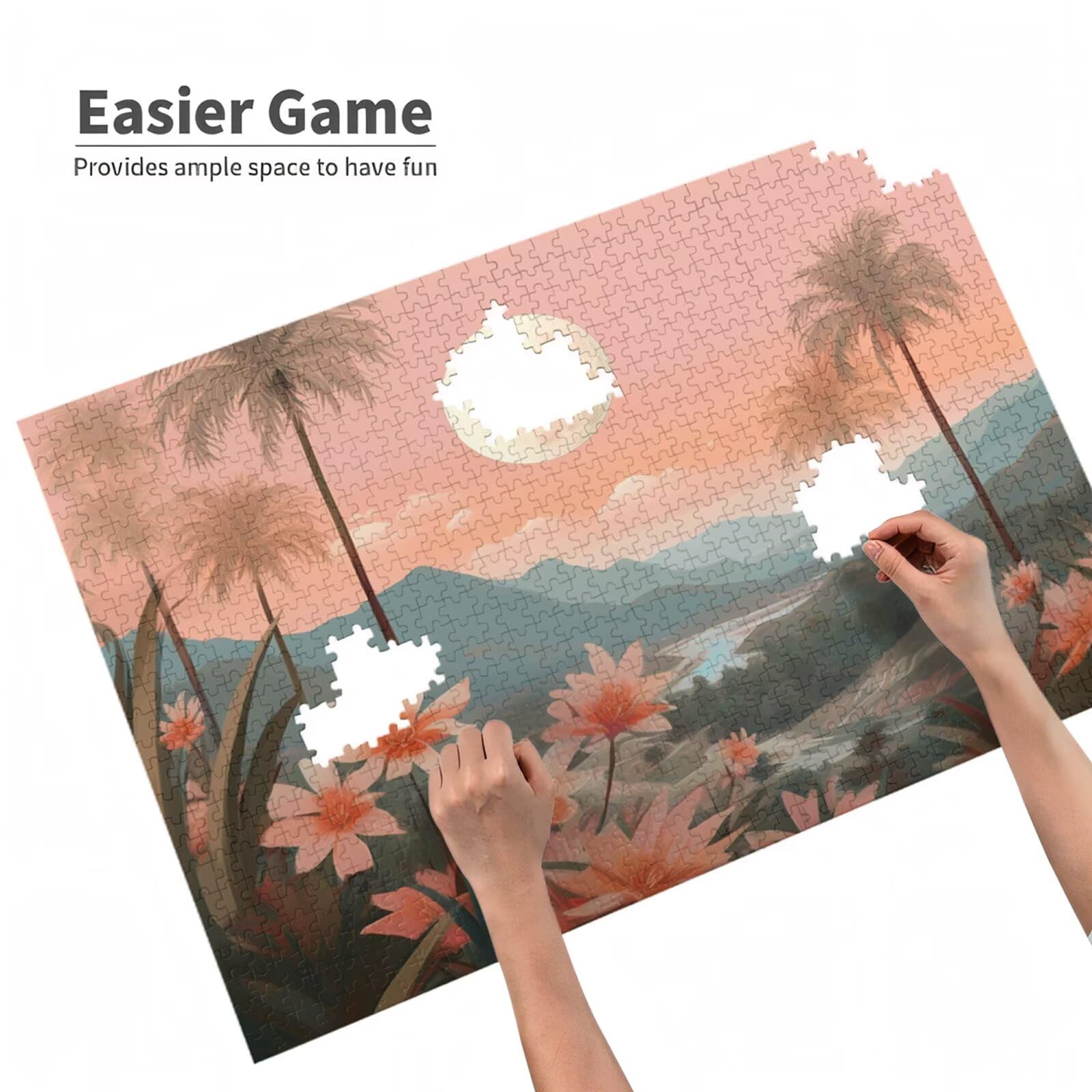 5000 sztuk puzzli dla dorosłych, kreatywne niemożliwe puzzle dla dorosłych początkujących, duża drewniana układanka z plakatem i pudełkiem do przechowywania, prezenty dla kobiet, motyw: księżyc i góra
