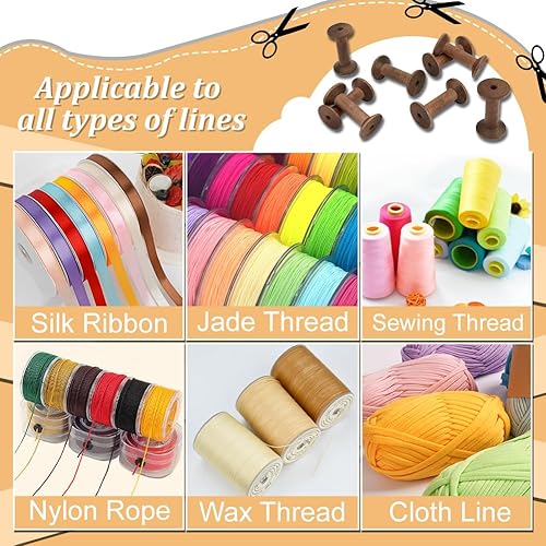 Miniatura 10 de PH PandaHall Carretes vacíos de madera para alambre, bobinas de 2.3 pulgadas, bobinas de hilo de bordar de madera, bobinas de tejido de alambre para