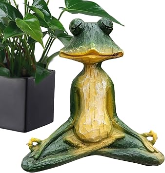 AOYEBO UV-Resistant Garden Frog Statue in Yoga Pose - Meditating Resin Decor for Peaceful Patio Zen, Anti-Fade Animal Sculpture Gift for Housewarming