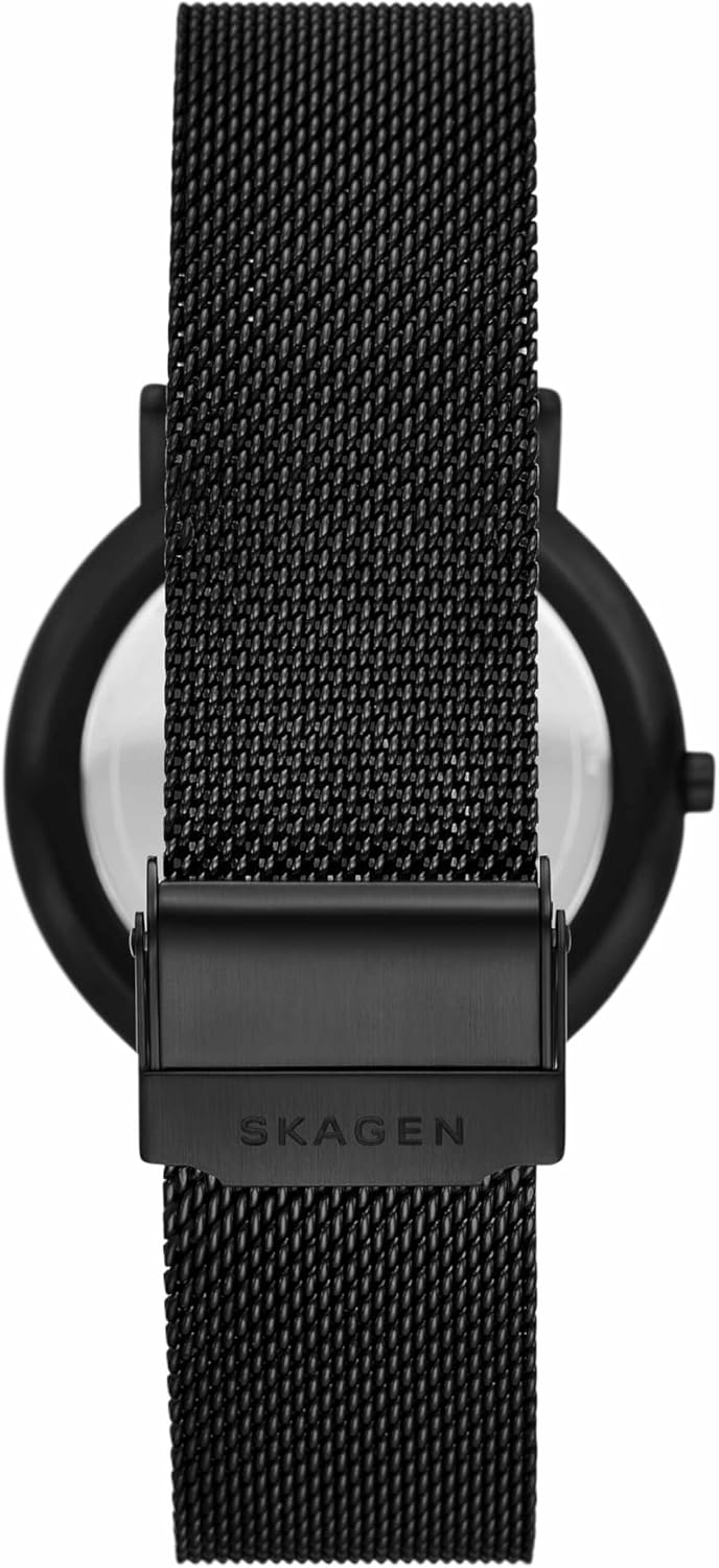 Skagen Signatur Minimalist Men's Watch with Stainless Steel Bracelet, Mesh or Leather Band Black Mesh/Brown Leather Gift Set image 3 of 5 B0DJ2Y8T2J